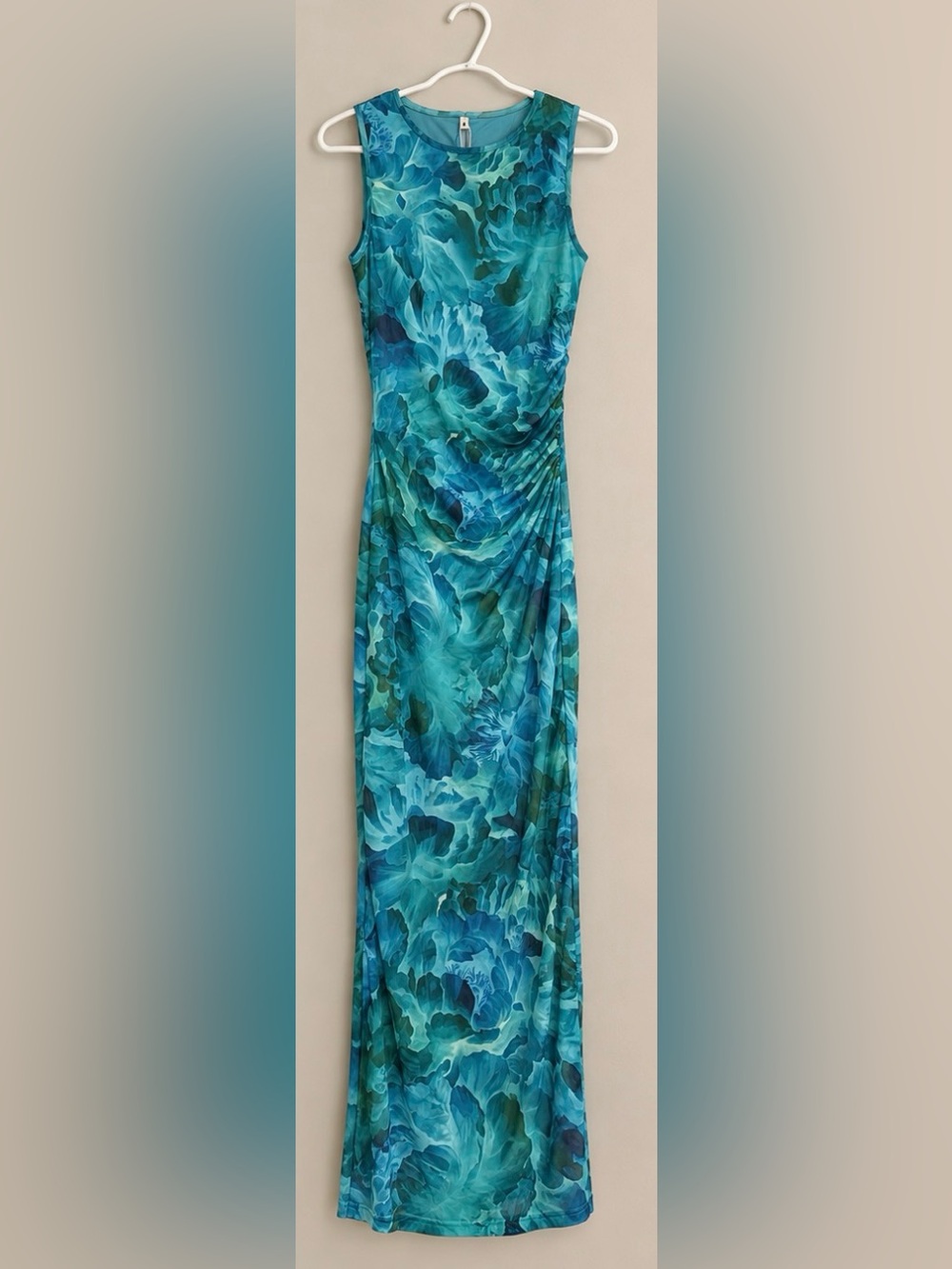 Women's Blue Teal Floral Dress